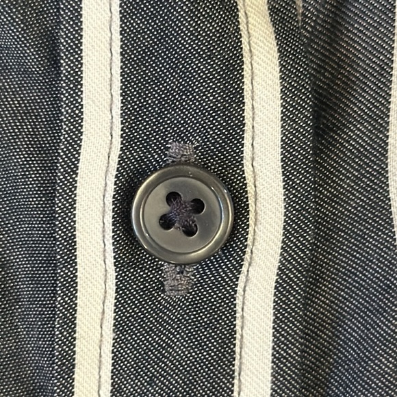 Banana Republic Striped Parker Tunic Fit Shirt Gray Button Up Long Sleeve Medium - Picture 8 of 10